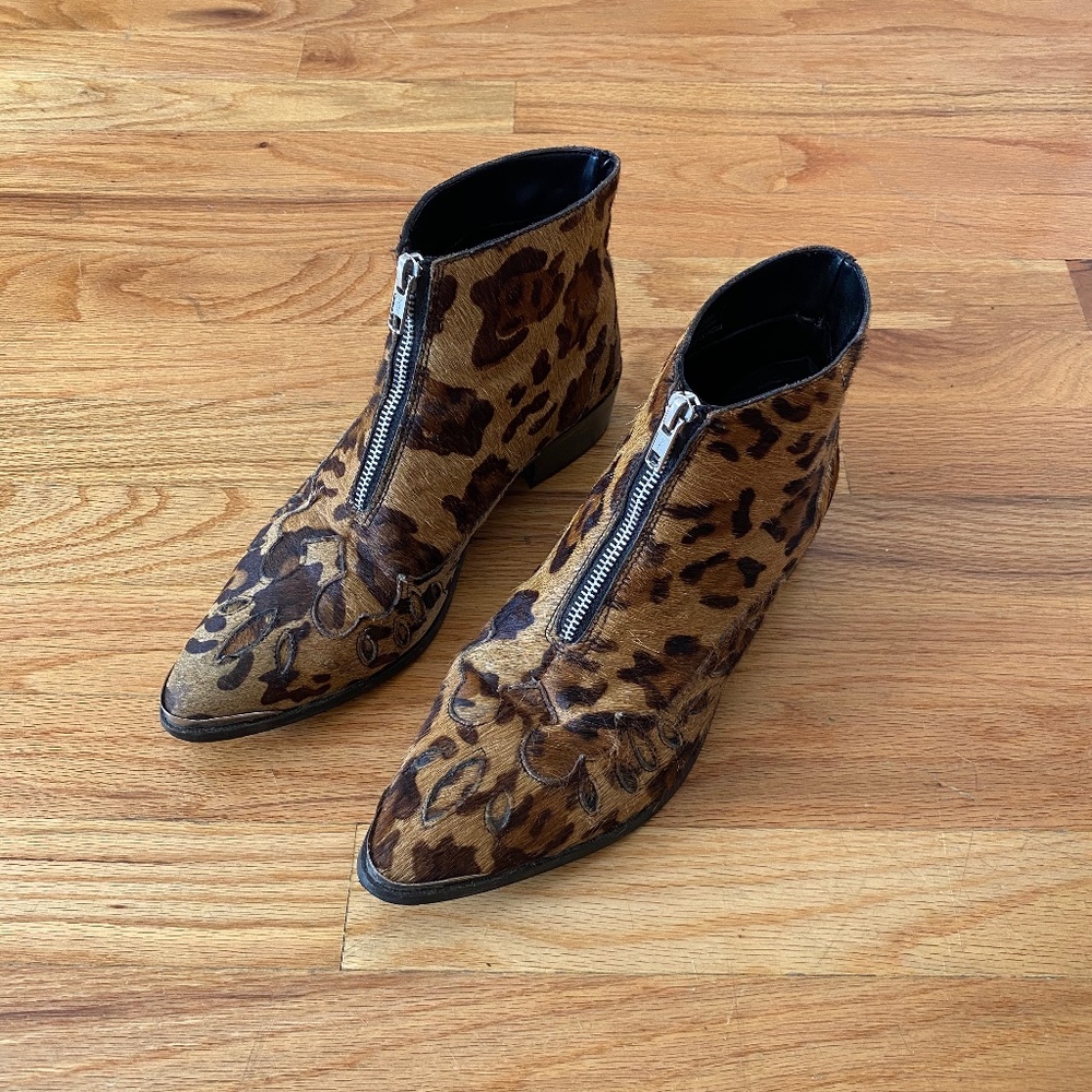Front Zip Cheetah Boots